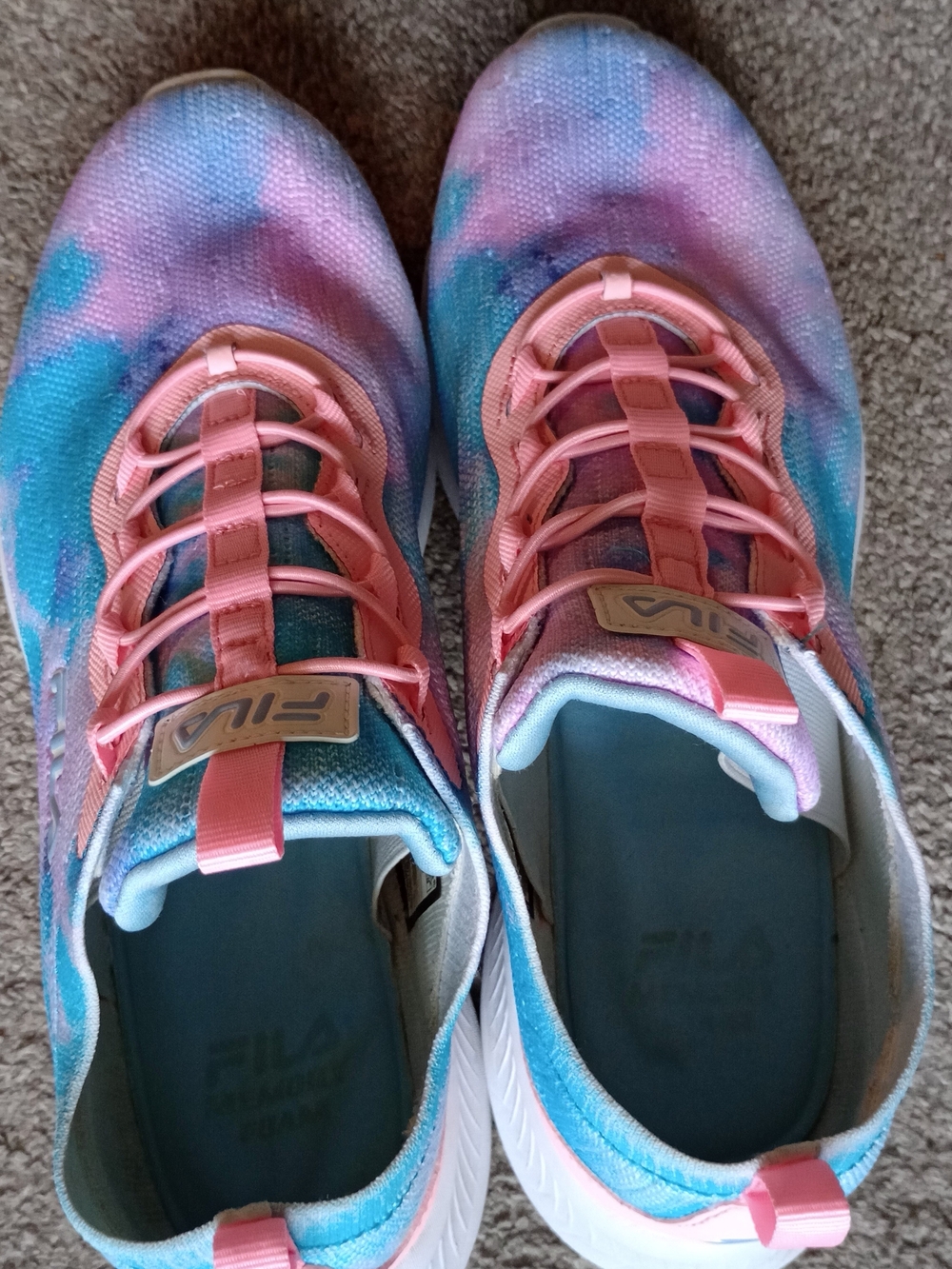 Fila Pink And Blue Sneakers Easy To Wear Slip On & Slip Off Size 11